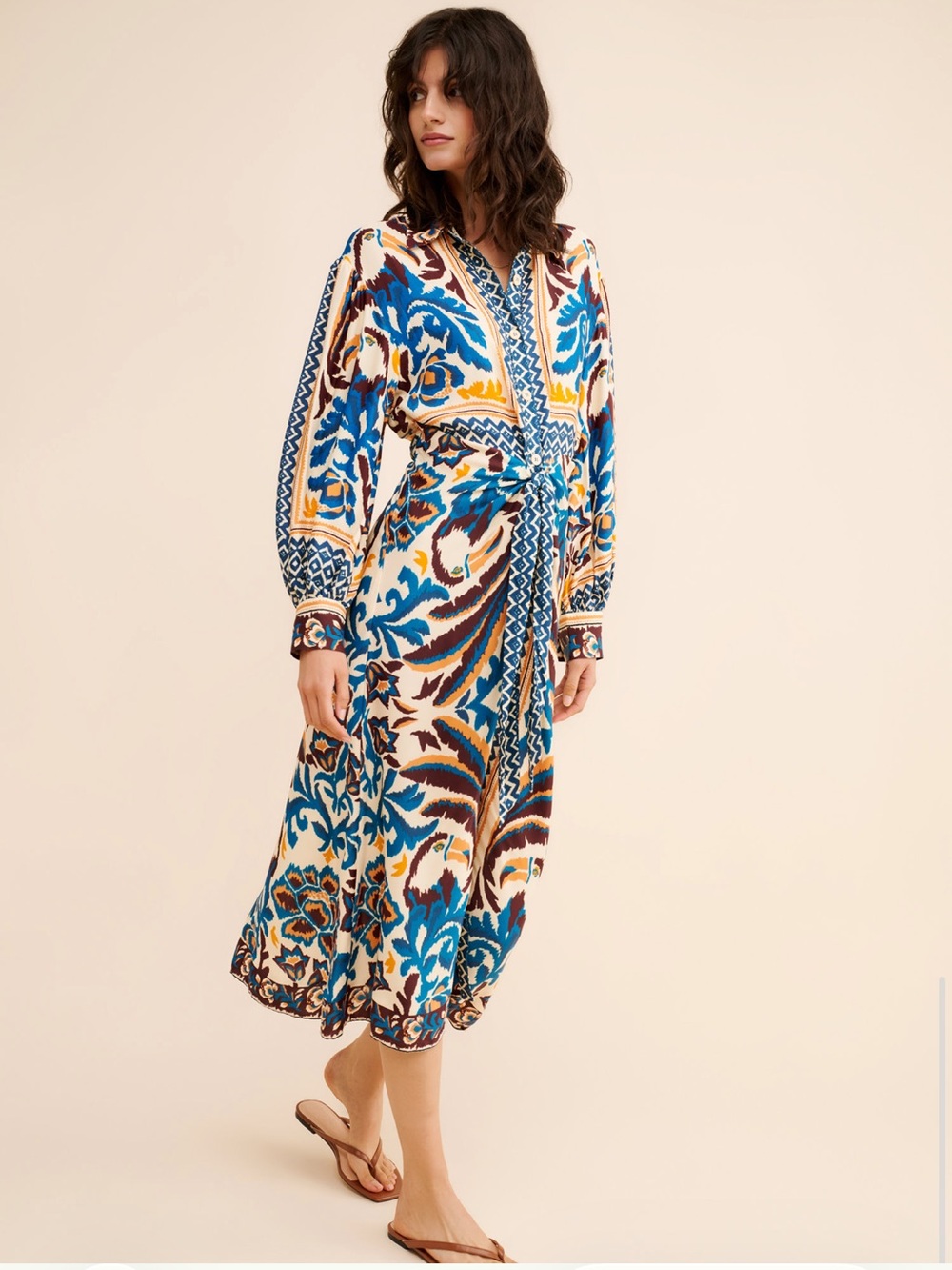 Farm Rio Toucan Scarf Midi Dress size Large
